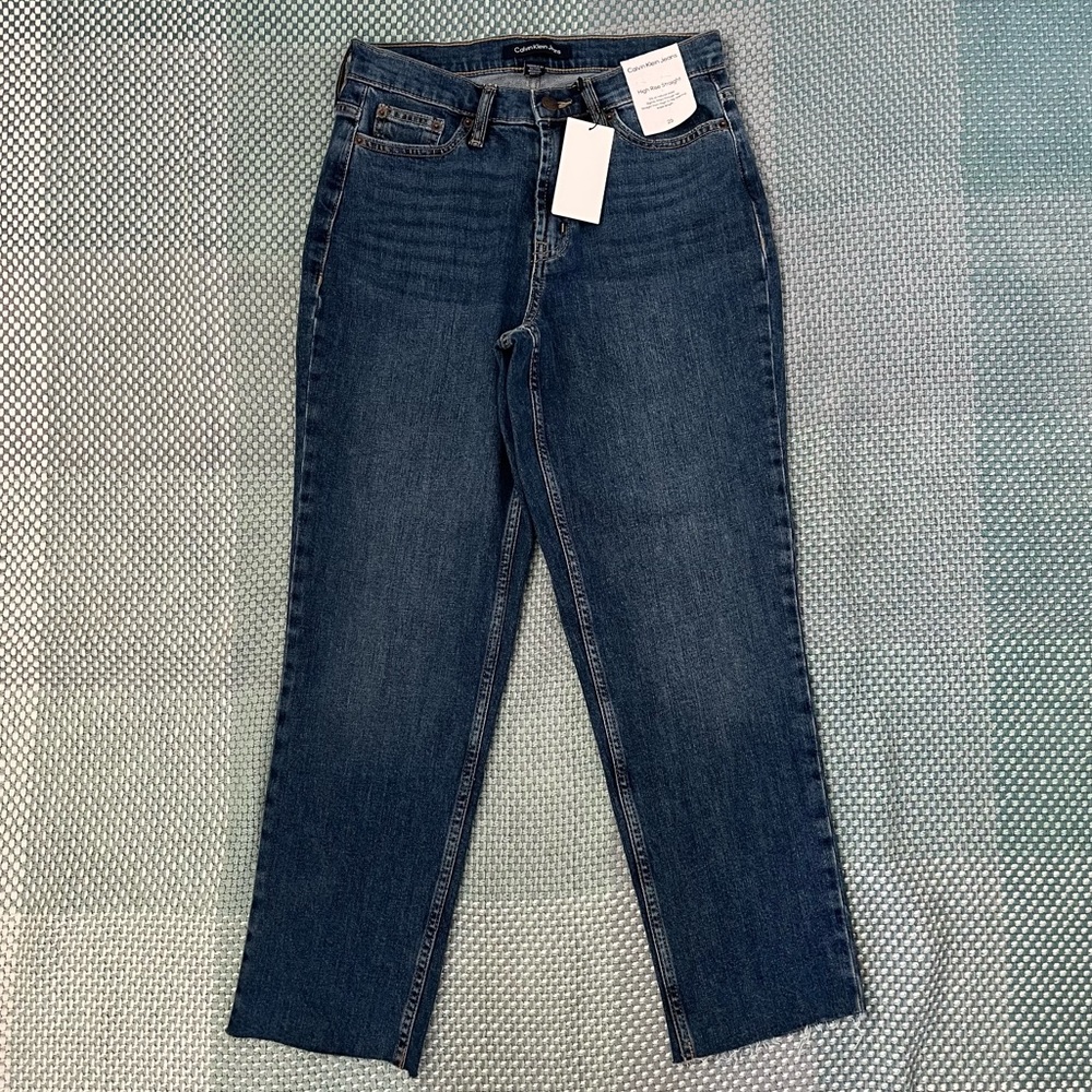 NWT Calvin Klein Dark Wash High Rise Straight Jeans